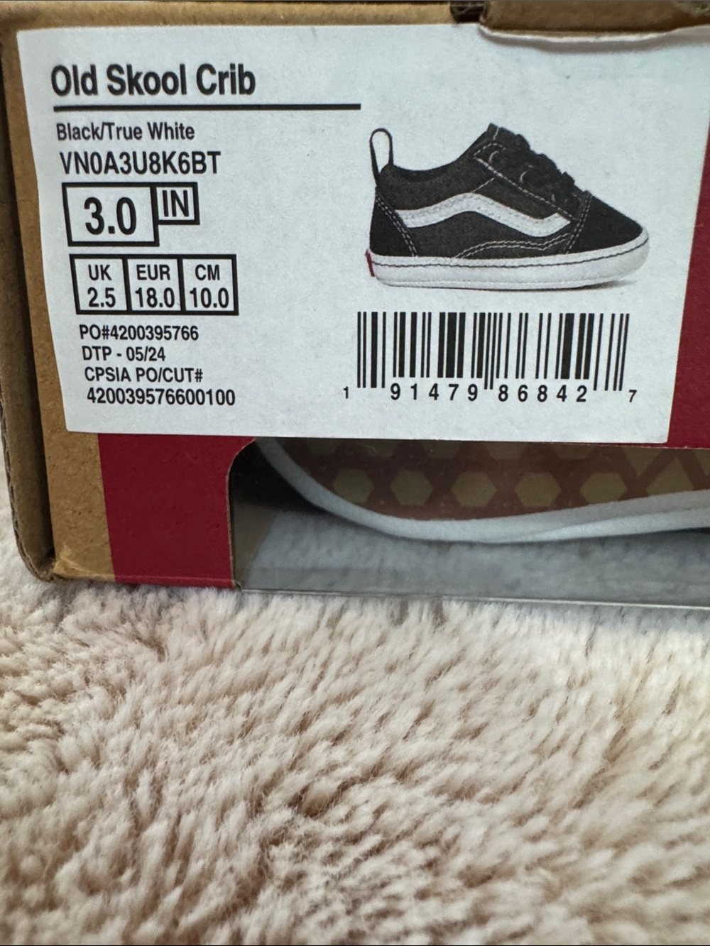 Vans Old Skool Crib Baby Shoes - Black & White